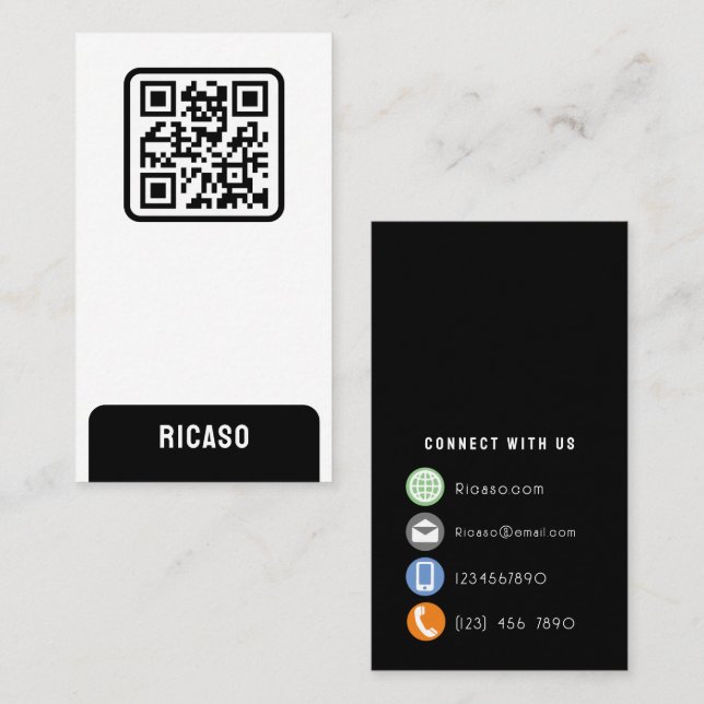 Carte De Visite Code QR personnalisé (Devant / Derrière)