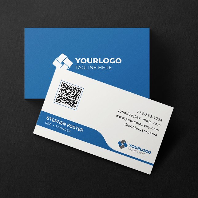 Carte De Visite Code QR personnalisé avec logo d'entreprise modern (Créateur téléchargé)