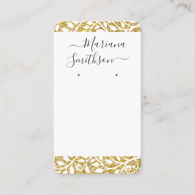 Carte De Visite Code QR personnalisé Boucles d'oreilles en or blan (Devant)