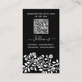 Carte De Visite Code QR personnalisé Boucles d'oreilles noires Car