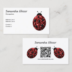 Carte De Visite Code QR personnalisé Coccinelle scintillante rouge