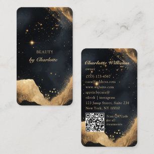 Carte De Visite Code QR personnalisé de la galaxie noir et or