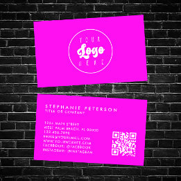 Carte De Visite Code QR personnalisé de la société avec logo rose 