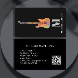 Carte De Visite Code QR personnalisé de l'enseignant de guitare