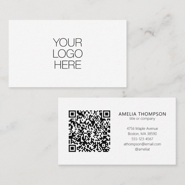 Carte De Visite Code QR personnalisé de logo d'entreprise professi (Devant / Derrière)