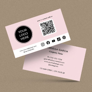 Carte De Visite Code QR personnalisé de médias sociaux de logo ros