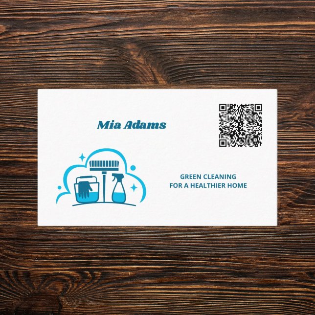 Carte De Visite Code QR personnalisé des services de nettoyage (Cleaning Business Cards)