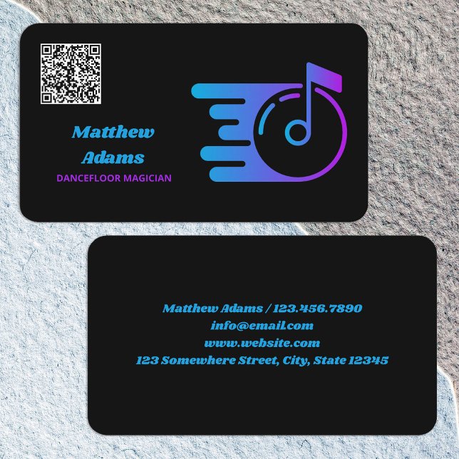 Carte De Visite Code QR personnalisé DJ (DJ Custom QR Code Business Cards)