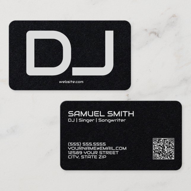 Carte De Visite Code QR personnalisé DJ Premium (Devant / Derrière)