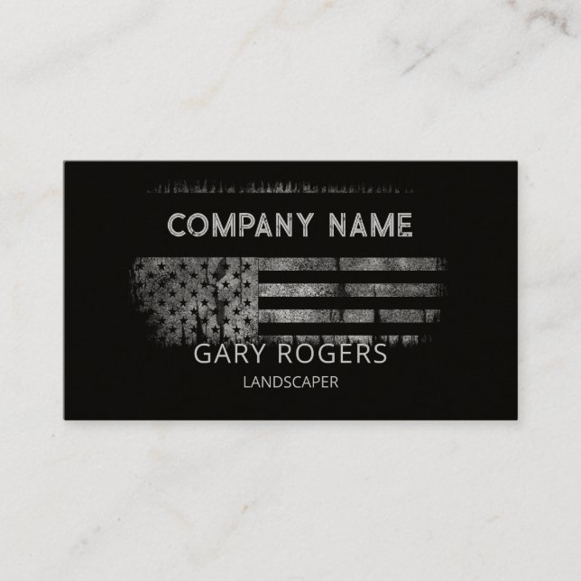 Carte De Visite Code QR personnalisé Drapeau américain paysagiste (Devant)