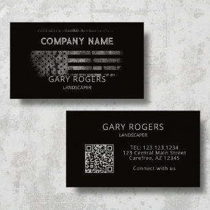 Carte De Visite Code QR personnalisé Drapeau américain paysagiste