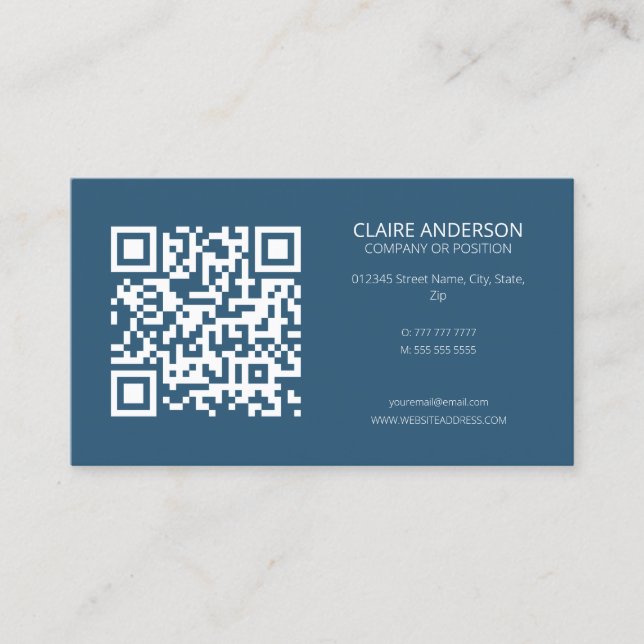 Carte De Visite Code QR personnalisé Logo bleu moderne personnalis (Devant)