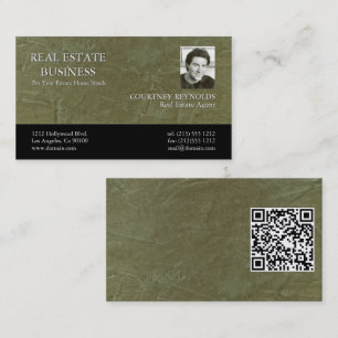 Carte De Visite Code QR personnalisé Minimaliste Vert Enduit 2