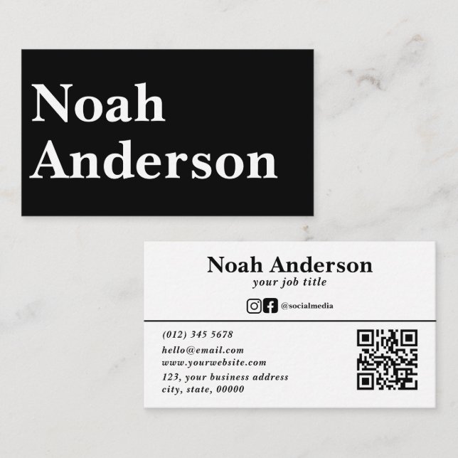 Carte De Visite Code QR personnalisé moderne professionnel (Devant / Derrière)