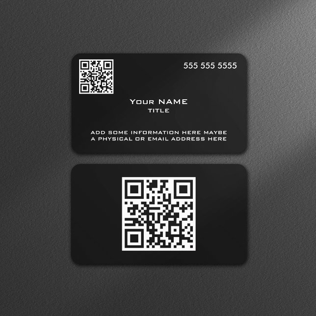 Carte De Visite Code QR personnalisé Noir moderne (Créateur téléchargé)