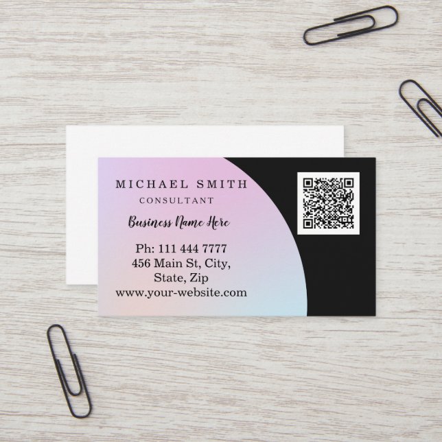 Carte De Visite Code QR personnalisé pour entreprise avec logo per (Devant/Arrière en situation)