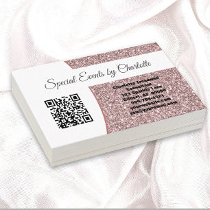 Carte De Visite Code QR personnalisé pour Parties scintillant rose