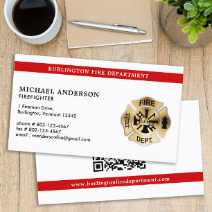 Carte De Visite Code QR personnalisé pour pompiers Service d'incen