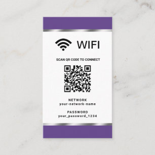 Carte De Visite Code QR personnalisé pour réseau Wifi et mot de pa