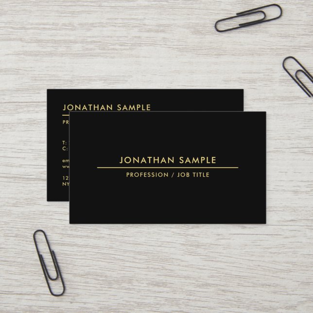 Carte De Visite Code QR personnalisé professionnel élégant Noir &  (Devant/Arrière en situation)