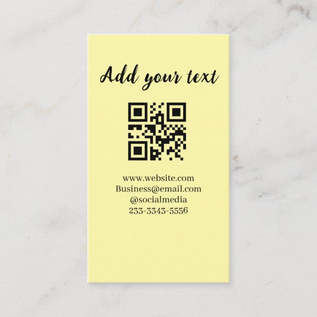 Carte De Visite code QR personnalisé simple ajoutez votre nom text (Devant)
