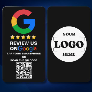 Carte De Visite Code Qr personnalisé simple Google Review Black