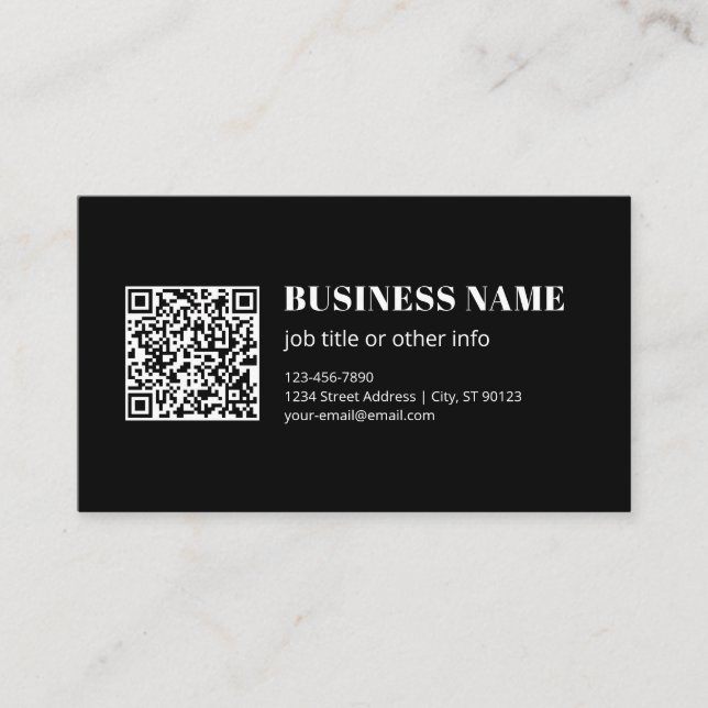 Carte De Visite Code QR personnalisé & Texte rétro-moderne modifia (Devant)