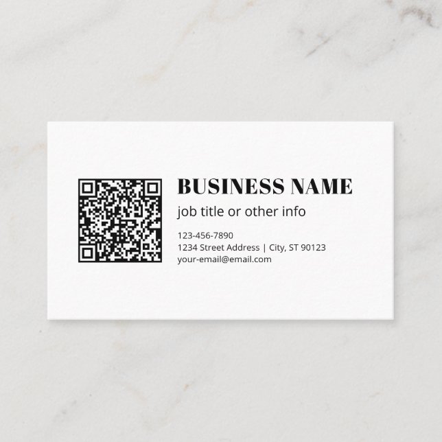 Carte De Visite Code QR personnalisé & Texte rétro-moderne modifia (Devant)