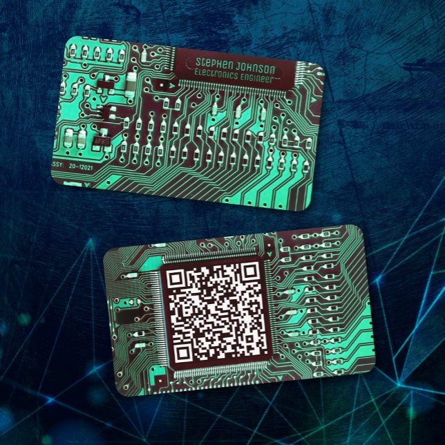 Carte De Visite Code QR personnalisé turquoise Modern Printed Circ (Créateur téléchargé)