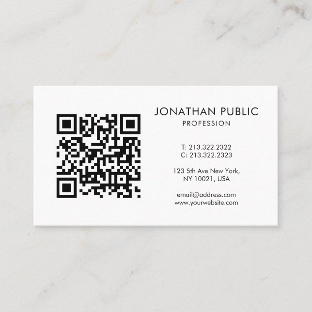 Carte De Visite Code QR personnalisé Votre logo ici Code barre mod (Devant)