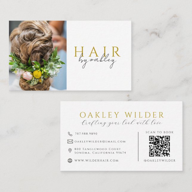 Carte De Visite Code QR Photo Coiffeur (Devant / Derrière)