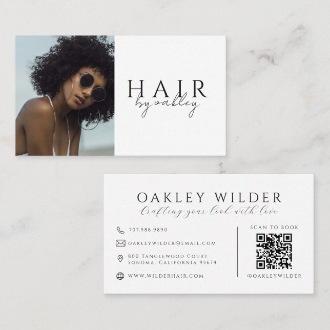 Carte De Visite Code QR Photo Coiffeur (Devant / Derrière)