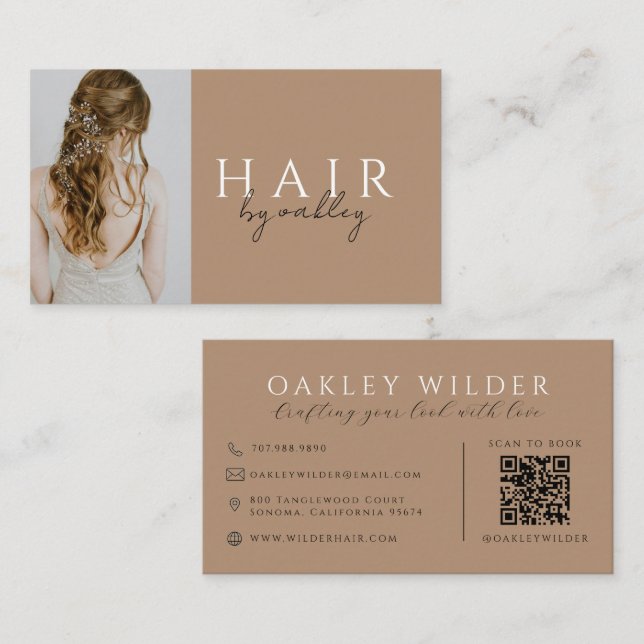 Carte De Visite Code QR Photo Coiffeur (Devant / Derrière)