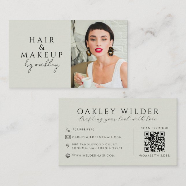 Carte De Visite Code QR Photo Coiffeur (Devant / Derrière)