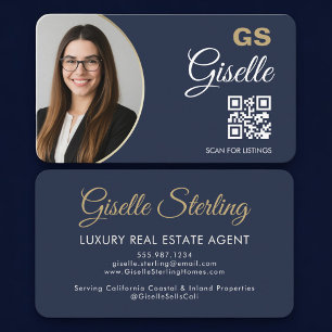 Carte De Visite Code QR photo d'agent immobilier de luxe