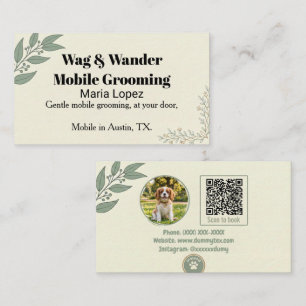 Carte De Visite Code QR photo d'animal de compagnie Eucalyptus Ver