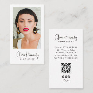 Carte De Visite Code QR photo d'artiste de sourcils moderne