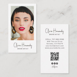 Carte De Visite Code QR photo d'artiste de sourcils moderne