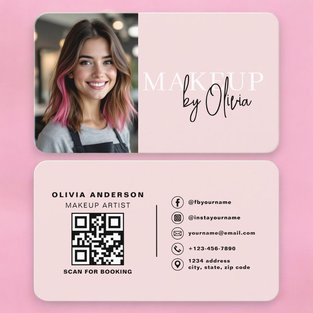 Carte De Visite Code QR photo d'artiste maquilleuse professionnell (Créateur téléchargé)
