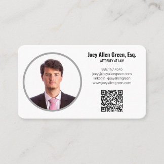 Carte De Visite Code QR photo d'avocat professionnel Moderne Avoca