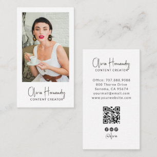 Carte De Visite Code QR photo de créateur de contenu moderne