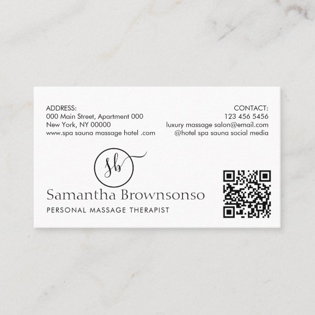 Carte De Visite Code QR photo de logo minimal moderne (Devant)