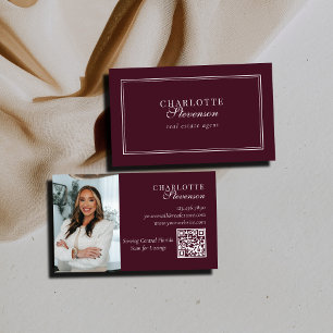 Carte De Visite Code QR photo de luxe professionnel Bourgogne et b