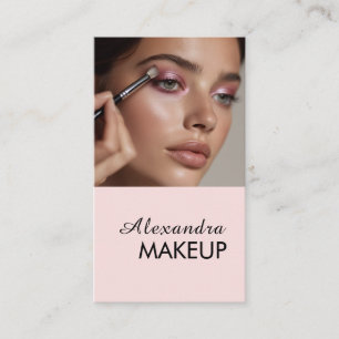 Carte De Visite Code QR photo de maquillage écriture rose blush