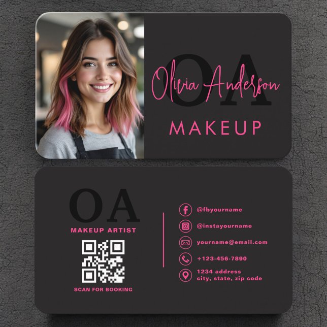 Carte De Visite Code QR photo de maquilleuse (Créateur téléchargé)