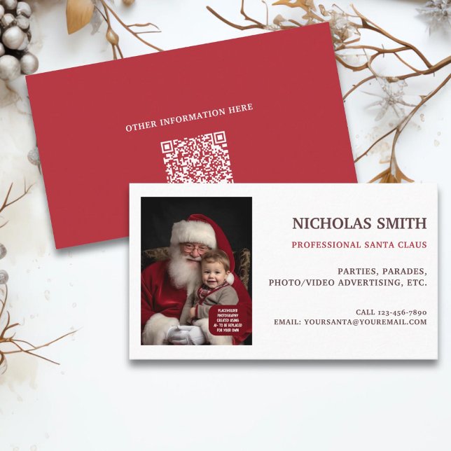 Carte De Visite Code QR photo de Père Noël professionnel (Créateur téléchargé)