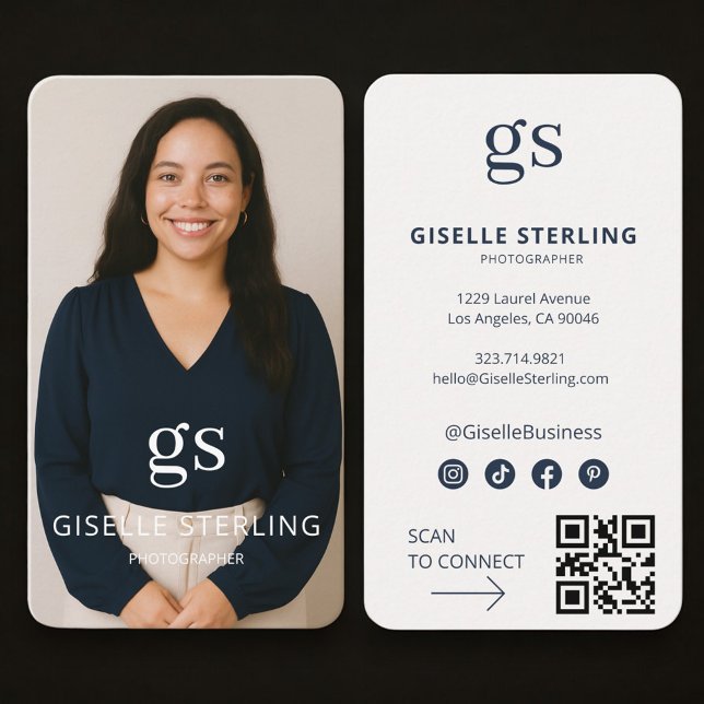 Carte De Visite Code QR photo de photographe Professionnel (Créateur téléchargé)