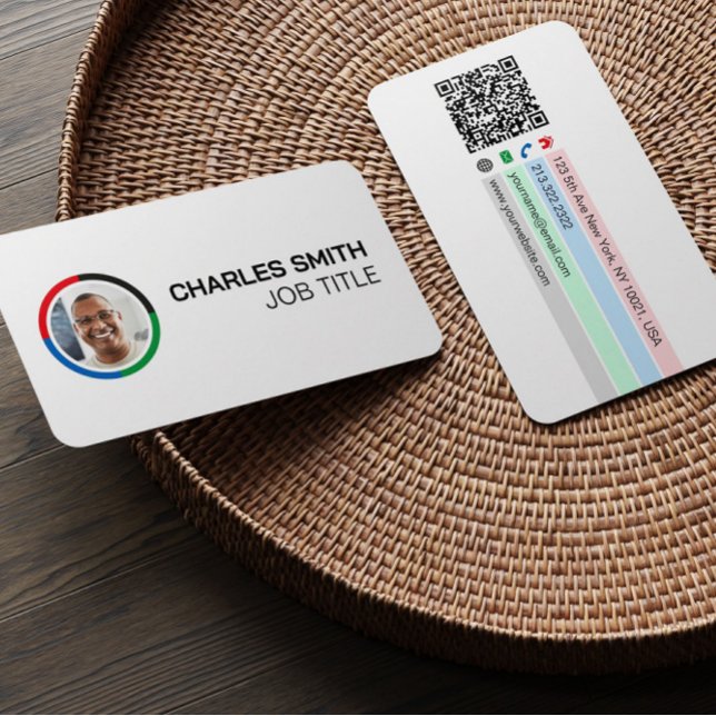 Carte De Visite Code QR photo élégant simple et professionnel colo (Créateur téléchargé)