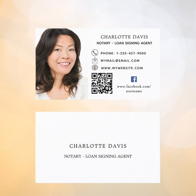 Carte De Visite Code QR photo facebook icône blanc premium (Créateur téléchargé)
