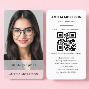 Carte De Visite Code QR photo féminin pour photographe